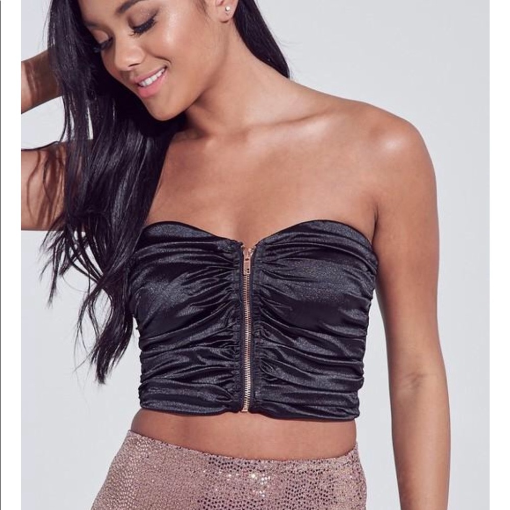 Satin strapless Crop Top